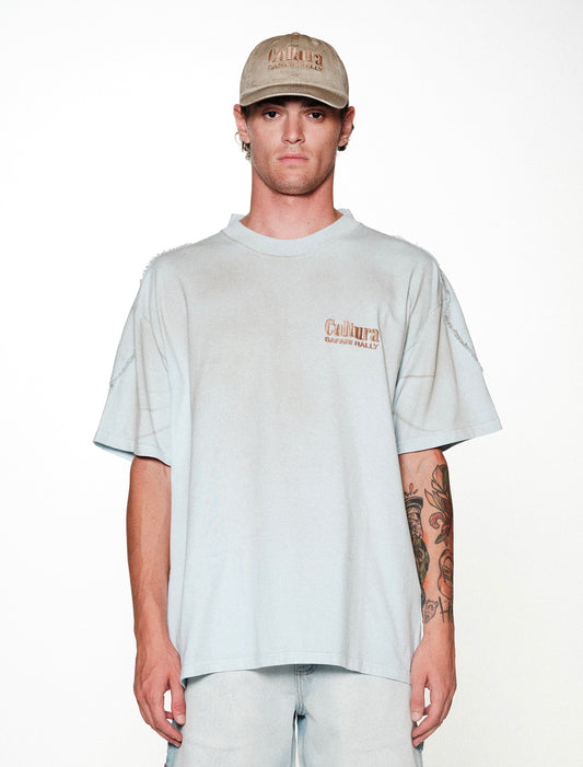 A008 BIKER TEE DIRTY SKY BLUE