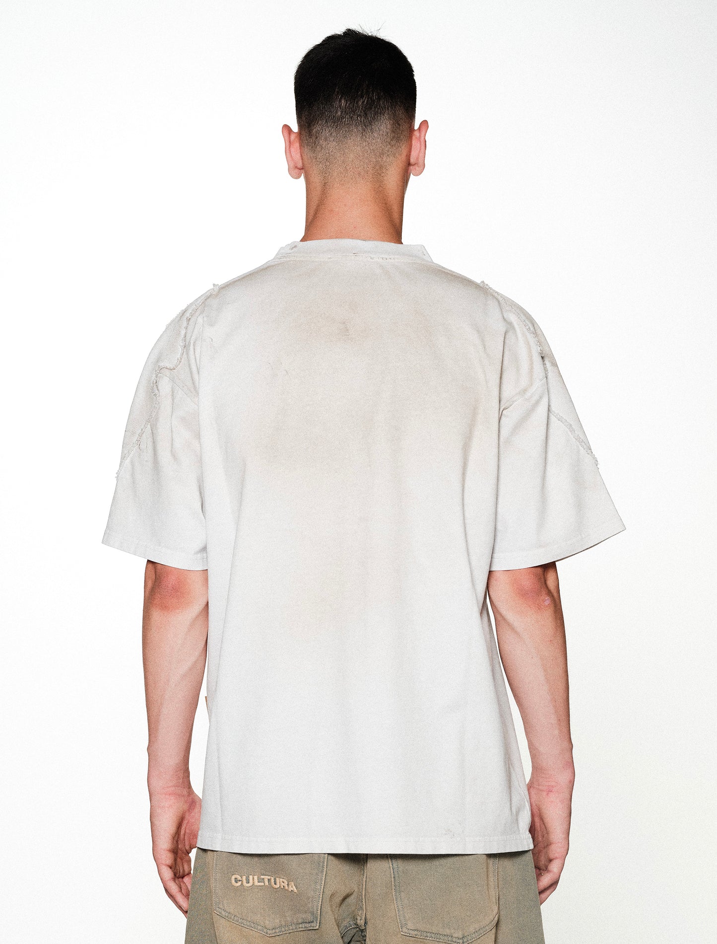 A007 BIKER TEE DIRTY WHITE