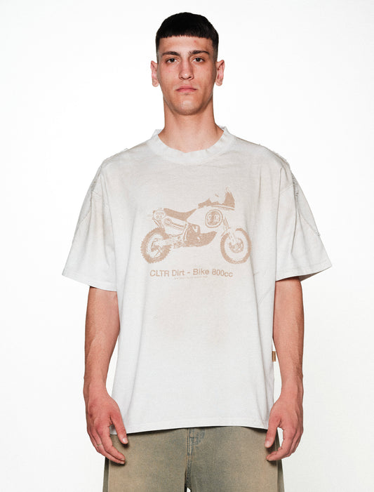 A010 BIKER TEE DIRTY WHITE