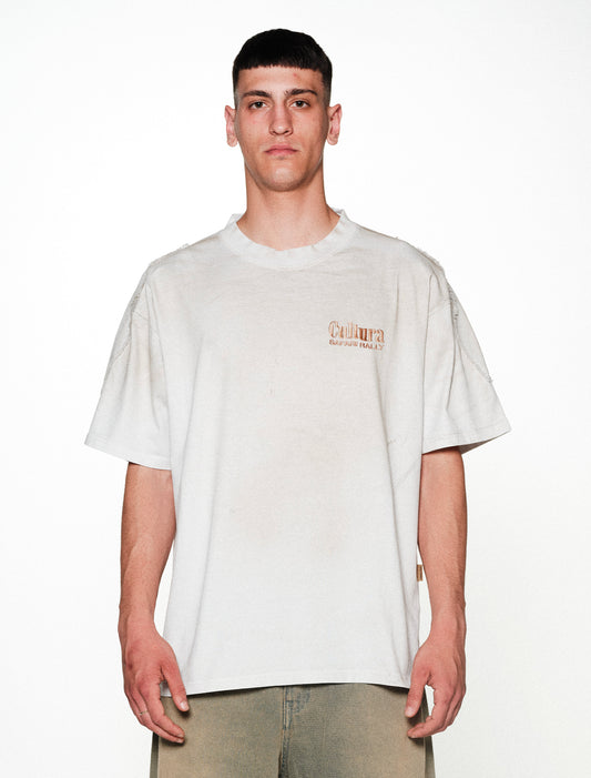 A008 BIKER TEE DIRTY WHITE