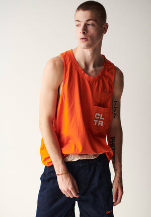 Orange Tanktop CLTR Logo Vintage Effect B013